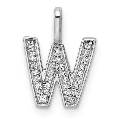 Diamond Letter W Initial Pendant 14k White Gold PM8367W-009-WA, MPN: PM8367W-009-WA, 196904069295