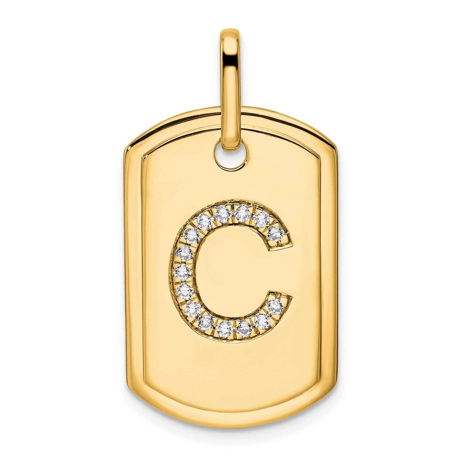 Diamond Initial C Dog Tag Charm 14k Gold PM9842C-018-YA, MPN: PM9842C-018-YA,