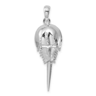 Moveable Tail Horse Shoe Crab Pendant Sterling Silver Polished QC10040, MPN: QC10040, 637218157877