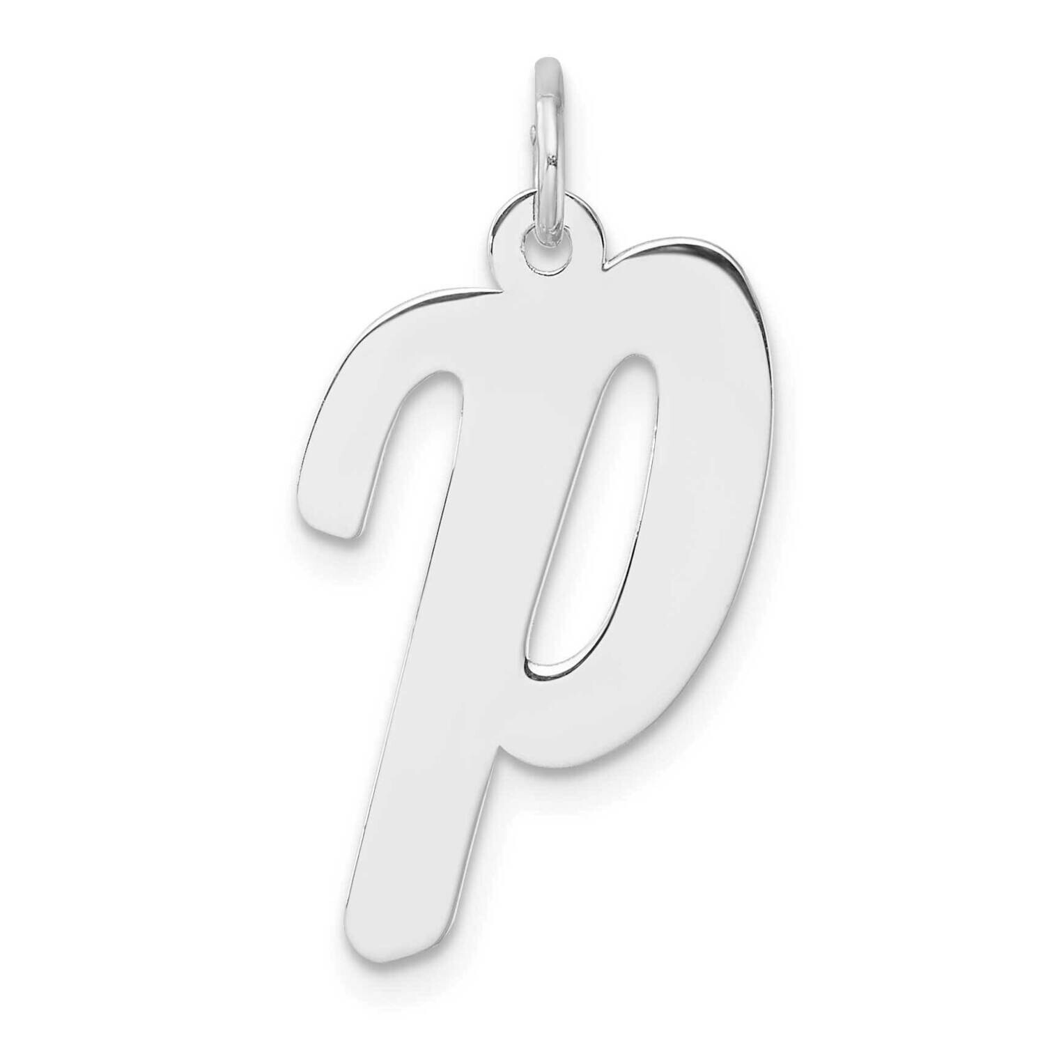Large Script Letter P Initial Charm Sterling Silver Rhodium-Plated QC11253P, MPN: QC11253P,