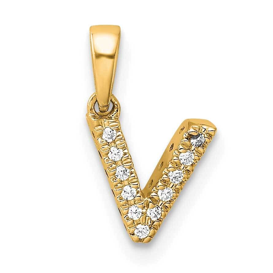 Diamond Letter V Initial Bail Pendant 10k Gold PM9797V-004-1YA, MPN: PM9797V-004-1YA,