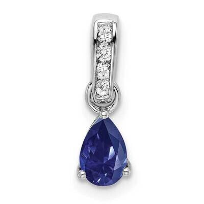 Pear Created Sapphire Diamond Pendant 10k White Gold PM7409-CSA-005-1WA, MPN: PM7409-CSA-005-1WA,