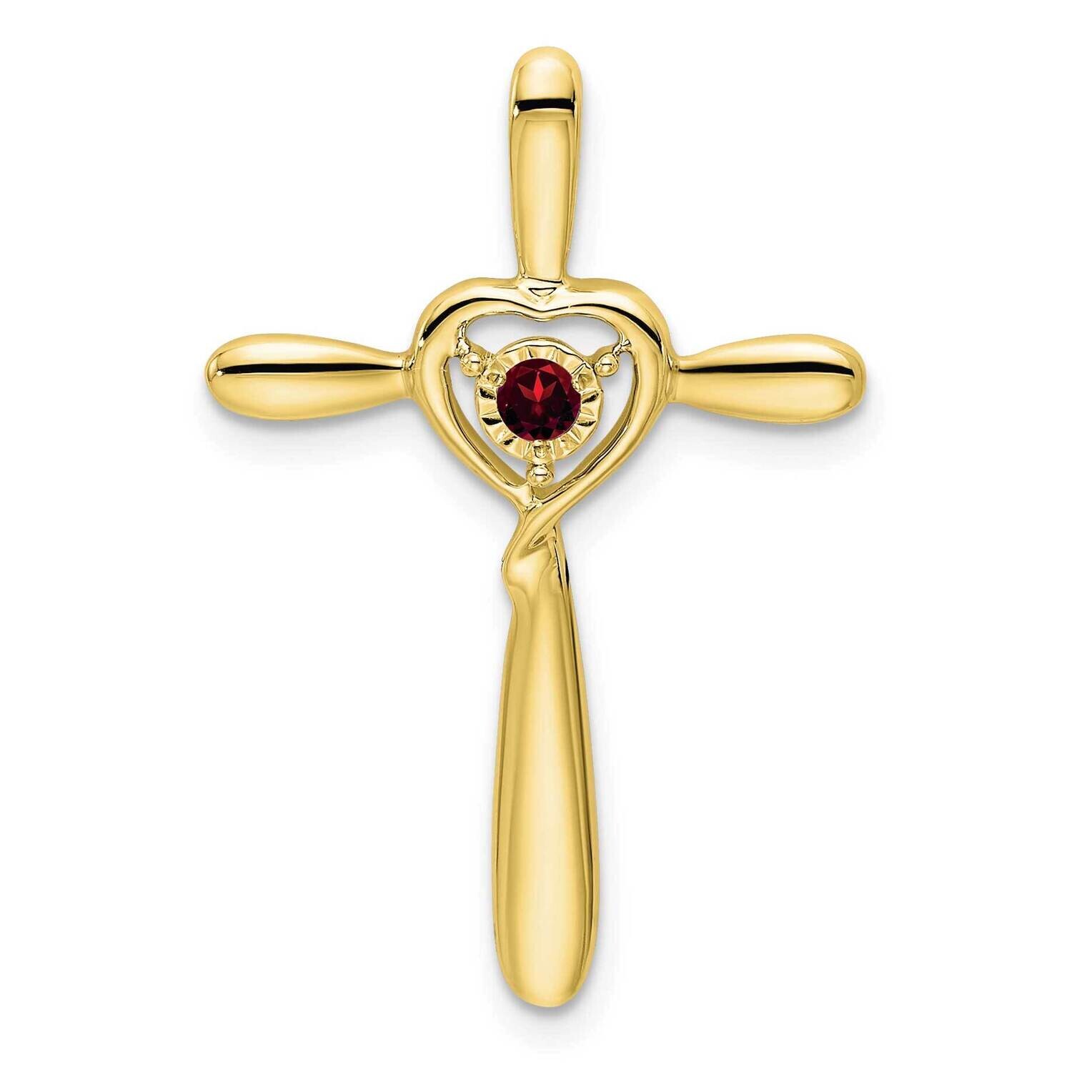 Garnet Cross Heart Chain Slide 10k Gold PM7408-GA-1Y, MPN: PM7408-GA-1Y,