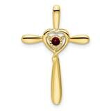 Garnet Cross Heart Chain Slide 10k Gold PM7408-GA-1Y, MPN: PM7408-GA-1Y,