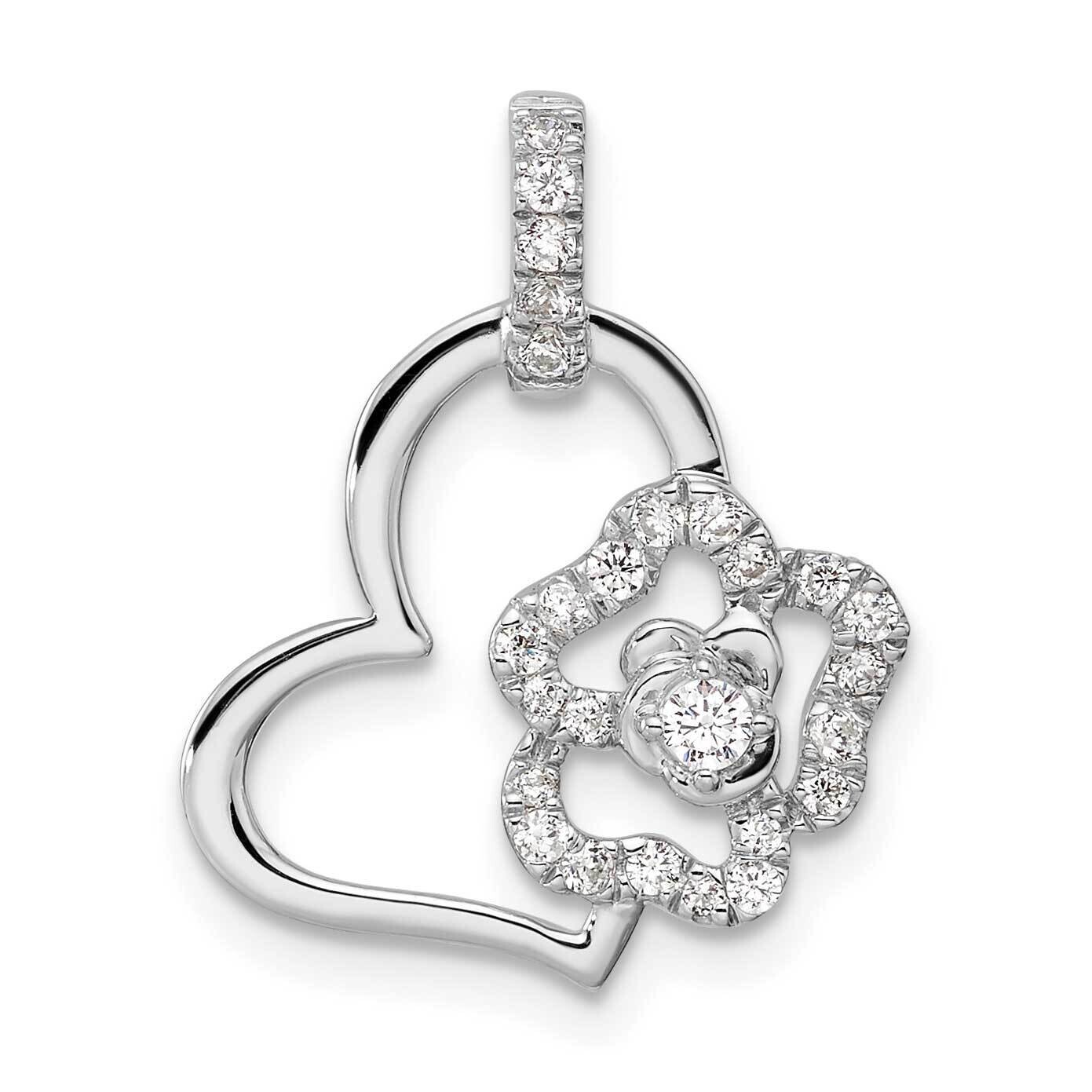 Diamond Heart Flower Pendant 14k White Gold PM9674-020-WLG, MPN: PM9674-020-WLG, 883957889573