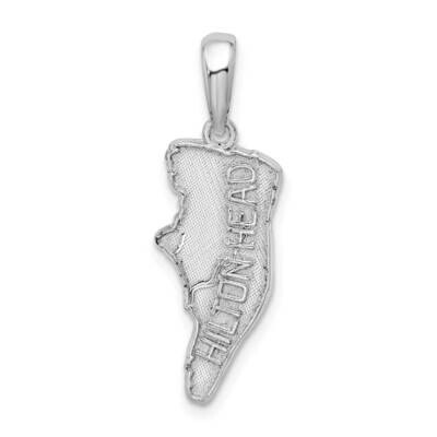 Textured Hilton Head Map Pendant Sterling Silver Polished QC10008, MPN: QC10008, 637218155583