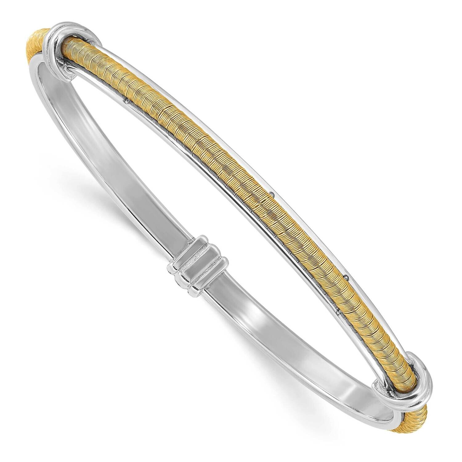 Rh-Plated Gold-Tone Textured Slip-On Bangle Bracelet Sterling Silver QB1529, MPN: QB1529,