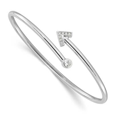 CZ Arrow Flexible Cuff Bangle Bracelet Sterling Silver Rhodium-Plated QB1535, MPN: QB1535,