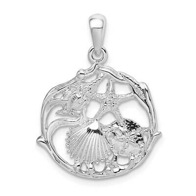 Cut-Out Shell Cluster Pendant Sterling Silver Polished QC10467, MPN: QC10467, 637218181339