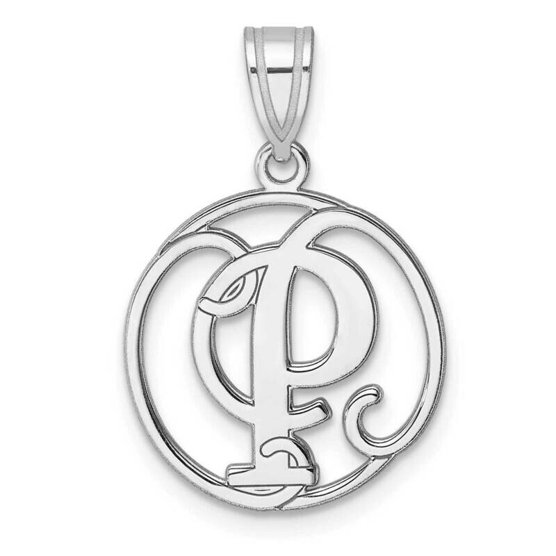 Small Fancy Script Letter P Initial Pendant Sterling Silver Rhodium-Plated QC11257P, MPN: QC11257P,