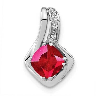 Created Ruby Diamond Chain Slide Pendant 14k White Gold PM7117-RU-002-WA, MPN: PM7117-RU-002-WA,