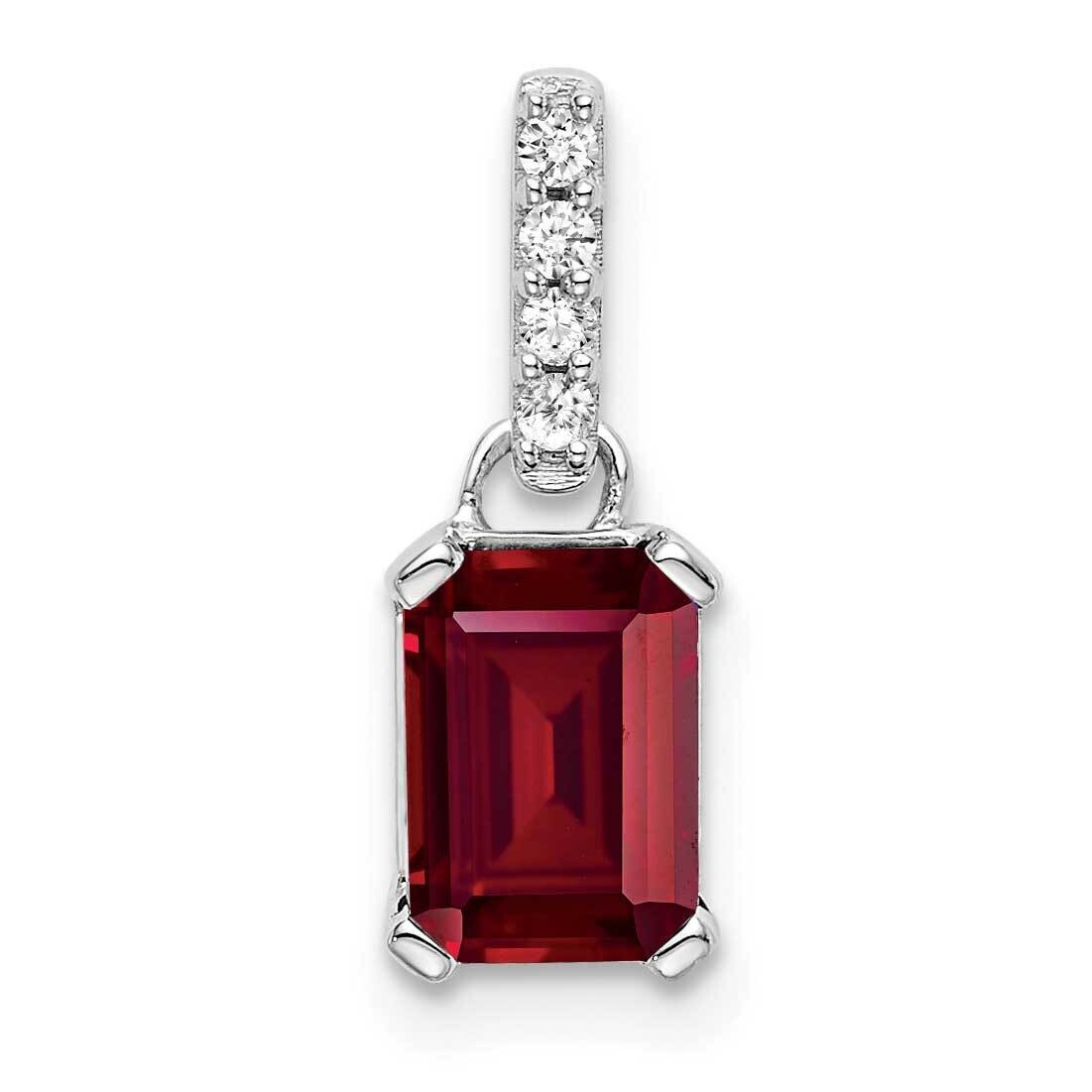 Created Ruby Diamond Pendant 10k White Gold PM7410-CRU-004-1WA, MPN: PM7410-CRU-004-1WA,