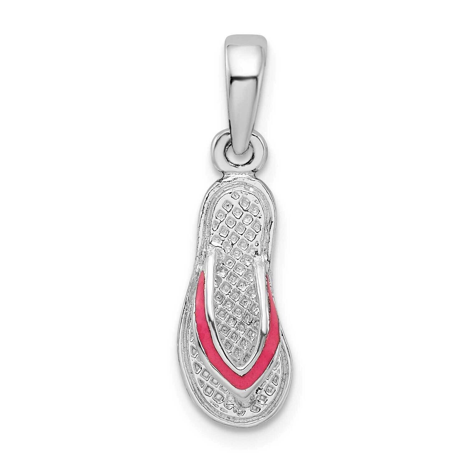 Enameled Pink Flip-Flop Pendant Sterling Silver Polished QC10645, MPN: QC10645, 637218144594