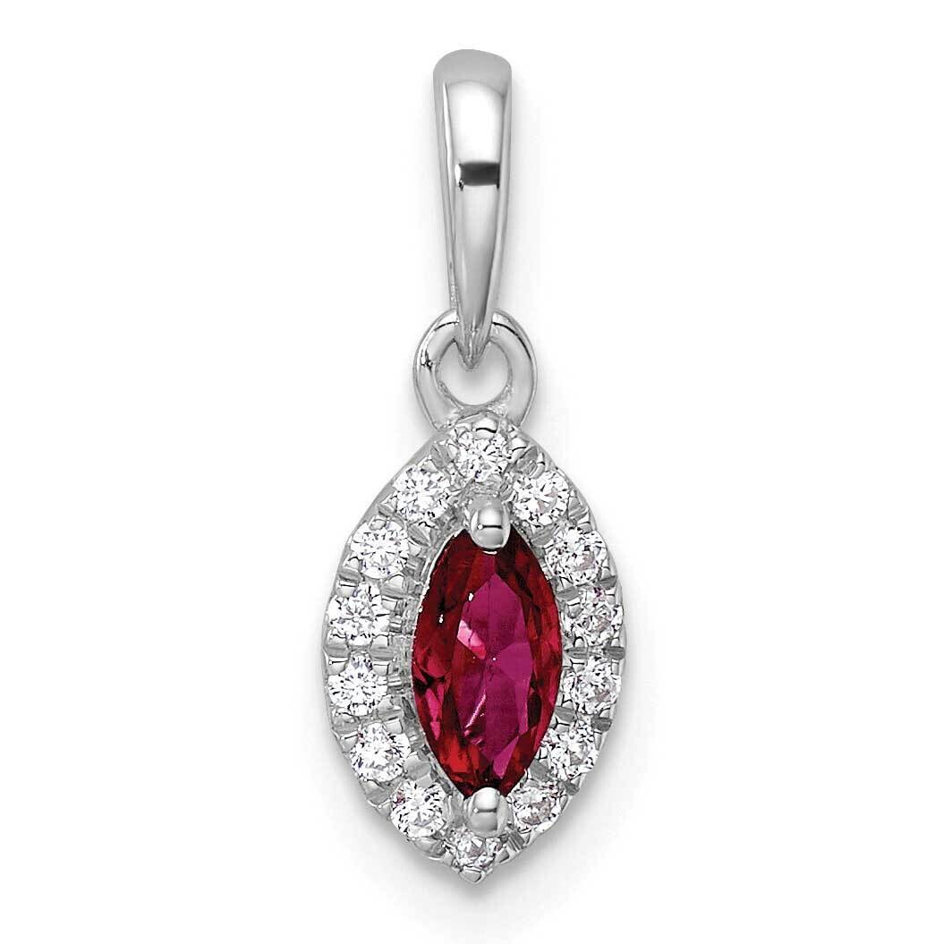 Diamond Created Ruby Pendant 14k White Gold PM9354-CRU-010-WLG, MPN: PM9354-CRU-010-WLG, 8839578826…