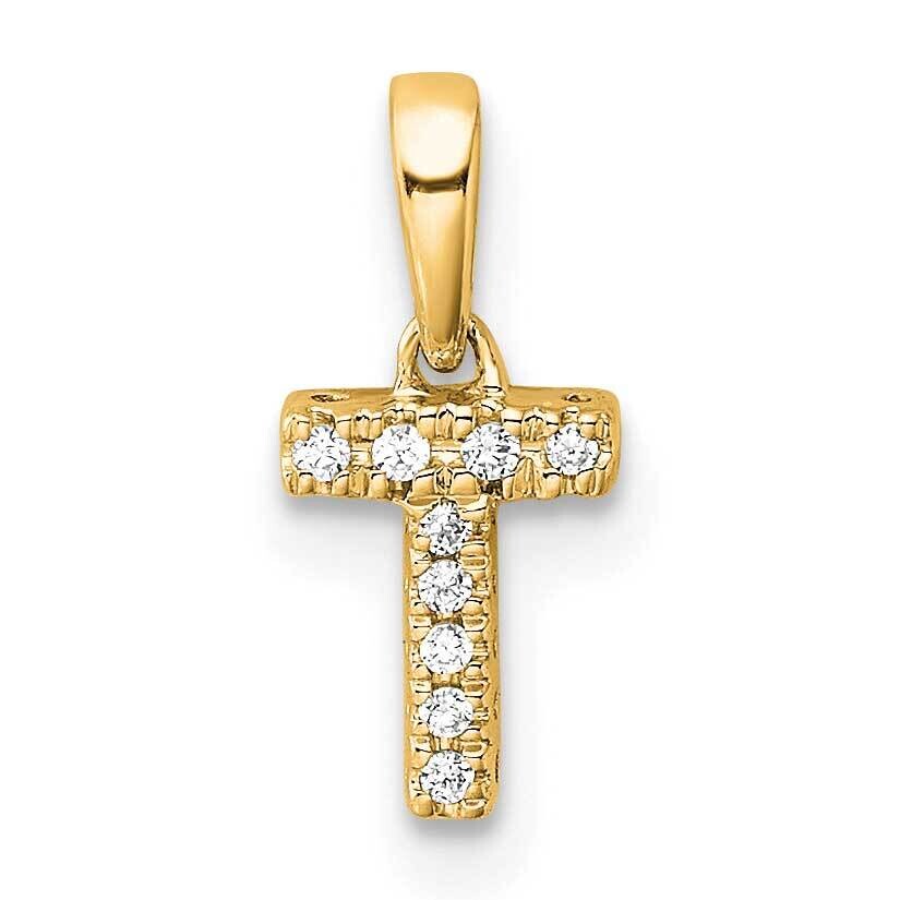 Diamond Letter T Initial Bail Pendant 14k Gold PM9797T-004-YA, MPN: PM9797T-004-YA,