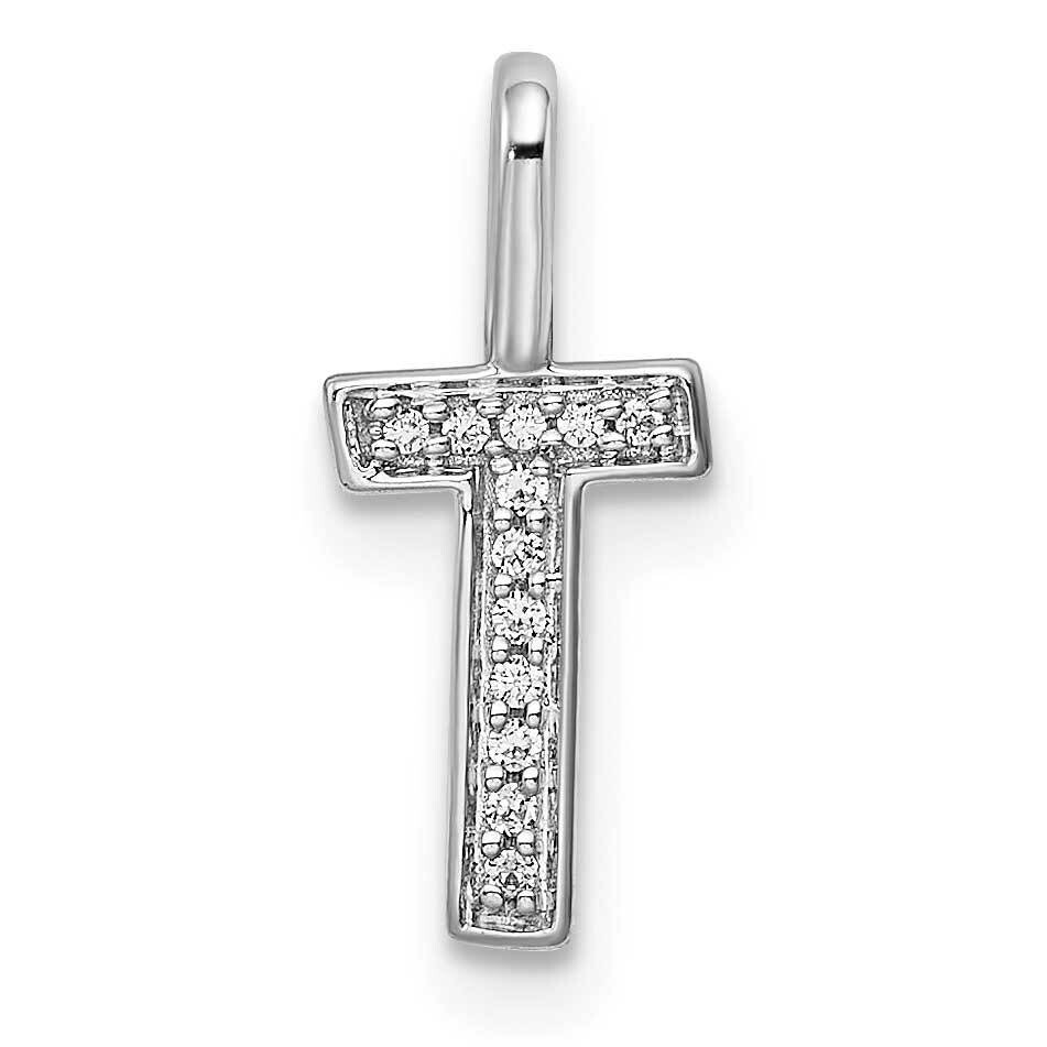 Diamond Letter T Initial Pendant 14k White Gold PM8367T-004-WA, MPN: PM8367T-004-WA, 196904071113