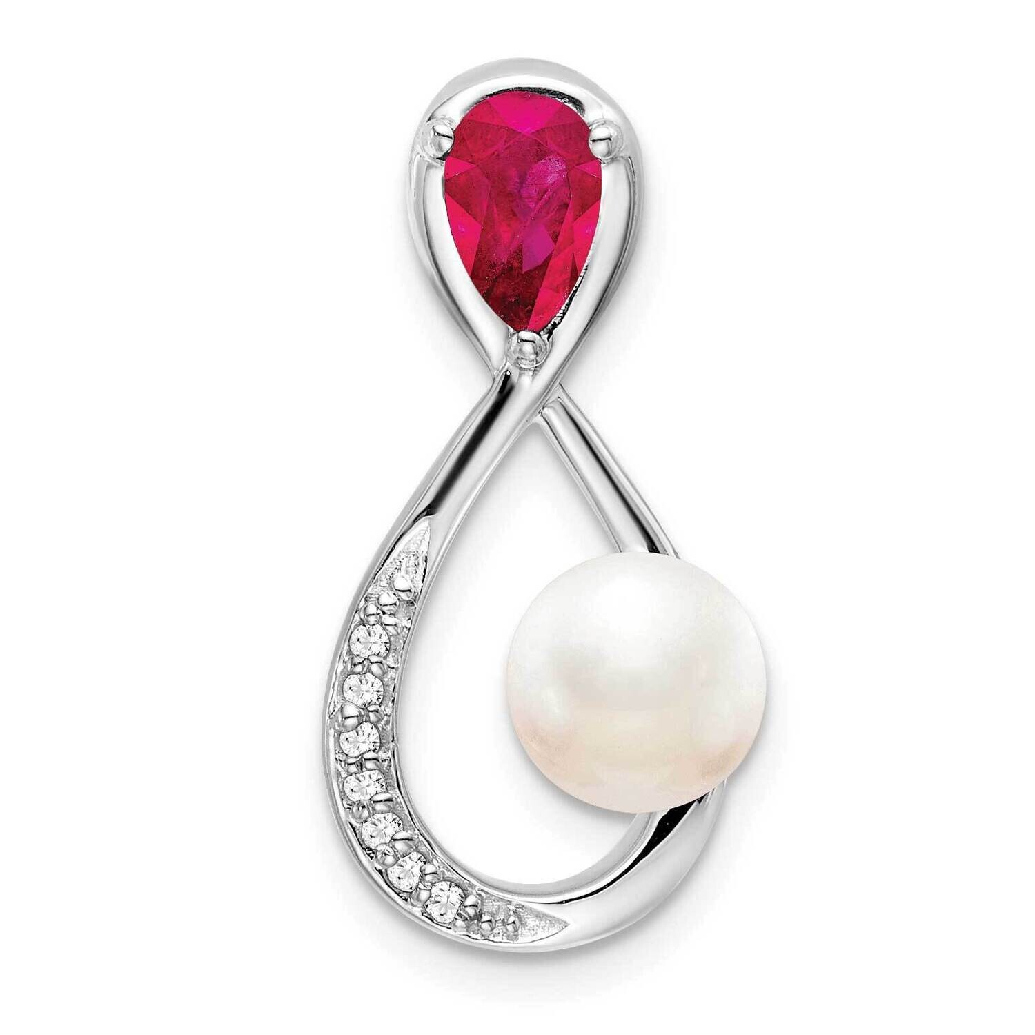 Ruby Fwc Pearl Diamond Infinity Chain Slide 14k White Gold PM7182-RU-004-WA, MPN: PM7182-RU-004-WA,