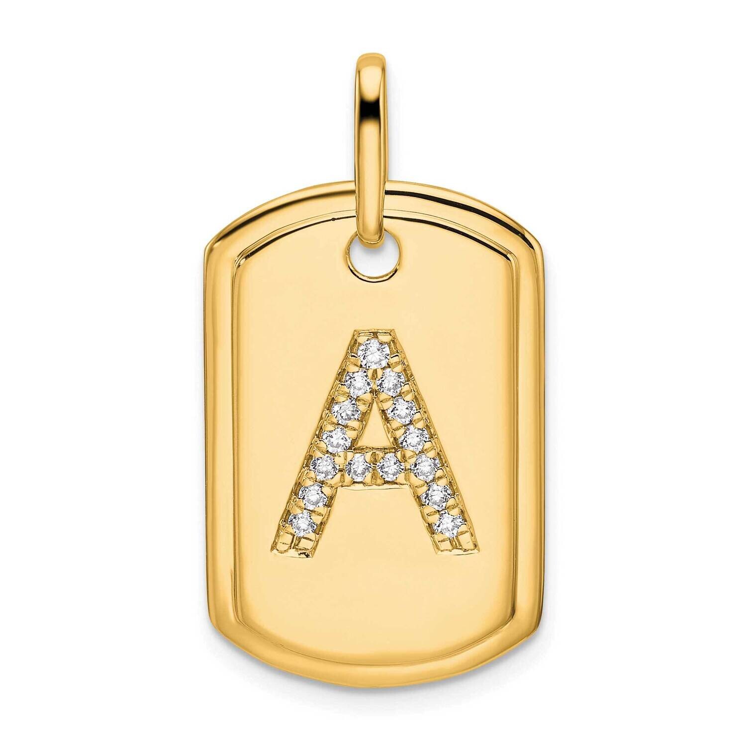 Diamond Initial A Dog Tag Charm 14k Gold PM9842A-019-YA, MPN: PM9842A-019-YA,