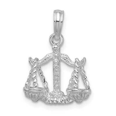 3D Libra Zodiac Pendant Sterling Silver Polished QC10993, MPN: QC10993, 637218182459