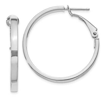 3X25mm Polished Square Tube Round Hoop Earrings 14k White Gold PRE229W, MPN: PRE229W, 191101973963