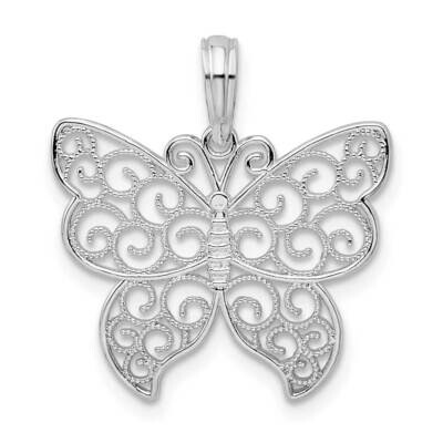 Filigree Wing Butterfly Pendant Sterling Silver Polished QC10044, MPN: QC10044, 637218157938