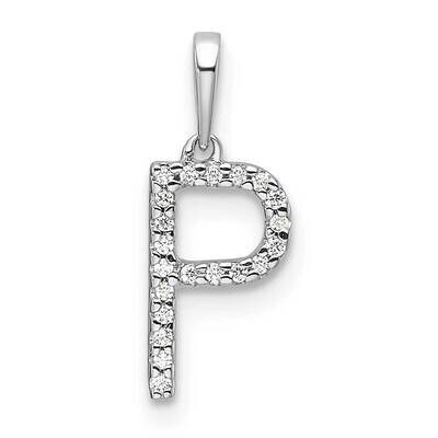 Diamond Letter P Initial Pendant 14k White Gold PM9798P-006-WA, MPN: PM9798P-006-WA,