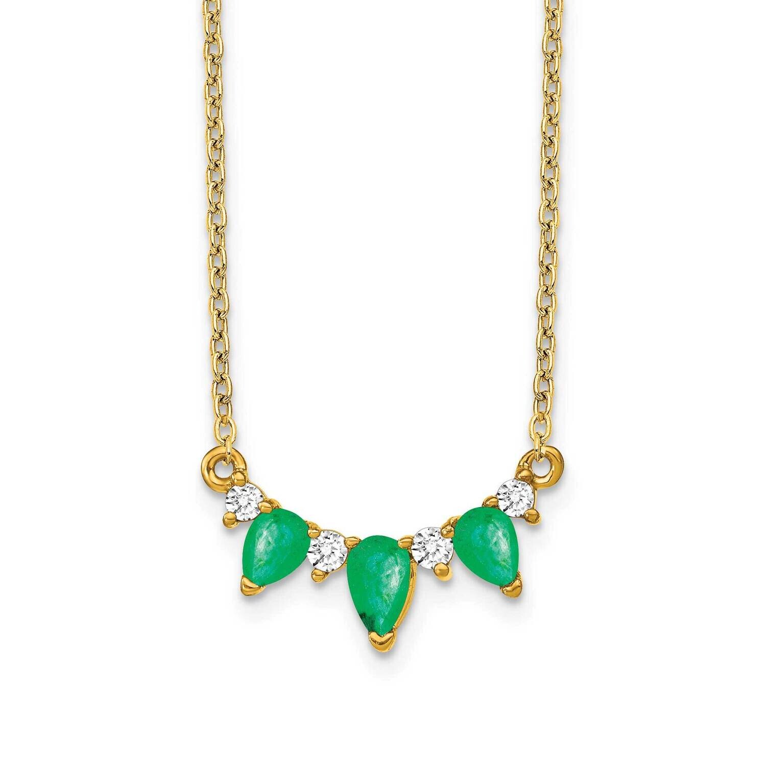 Emerald Diamond 18 Inch Necklace 14k Gold PM7176-EM-012-YA, MPN: PM7176-EM-012-YA, 883957763101