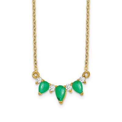 Emerald Diamond 18 Inch Necklace 14k Gold PM7176-EM-012-YA, MPN: PM7176-EM-012-YA, 883957763101