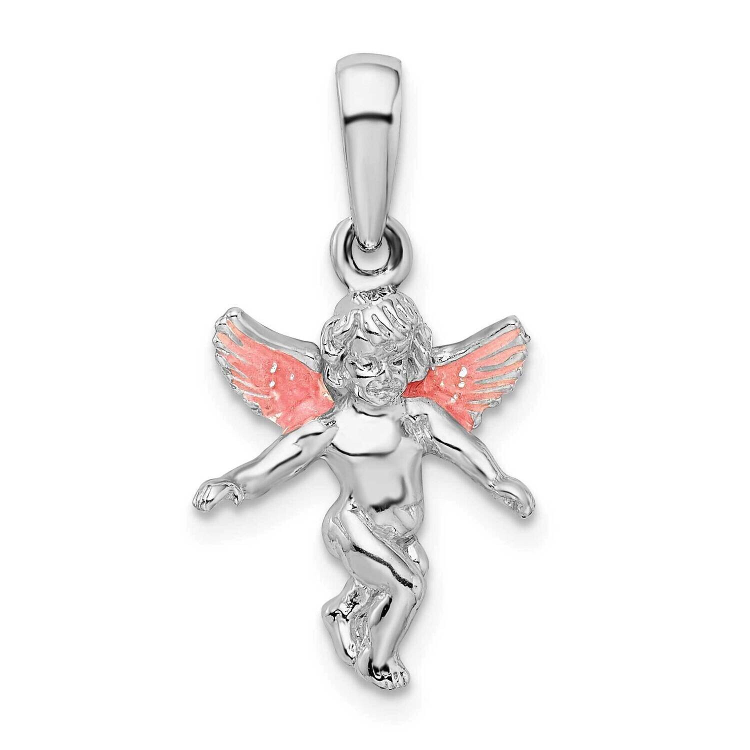 3D Enameled Angel Pendant Sterling Silver Polished QC10674, MPN: QC10674, 637218144976