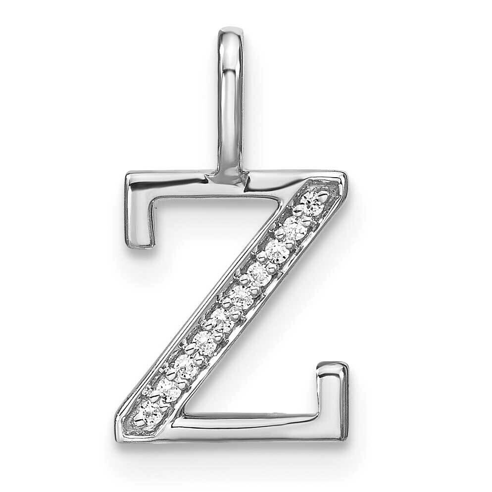 Diamond Lower Case Letter Z Initial Pendant 14k White Gold PM8366Z-004-WA