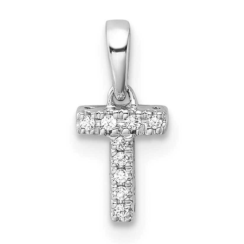 Diamond Letter T Initial Bail Pendant 14k White Gold PM9797T-004-WA, MPN: PM9797T-004-WA,