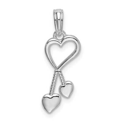 Cut-Out Heart Tassel Pendant Sterling Silver Polished QC10580, MPN: QC10580, 637218184477