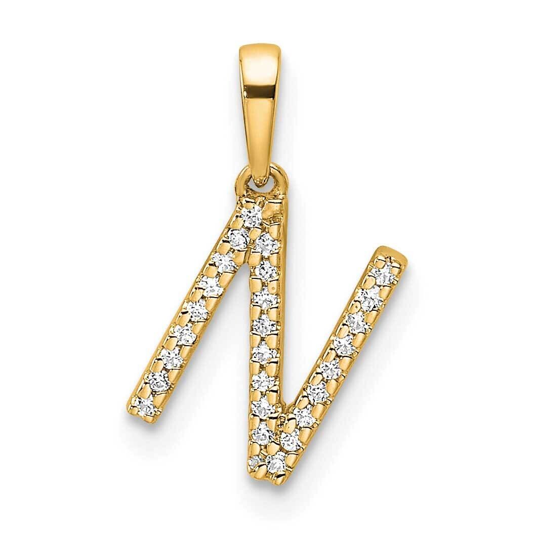 Diamond Letter N Initial Pendant 10k Gold PM9798N-008-1YA, MPN: PM9798N-008-1YA,
