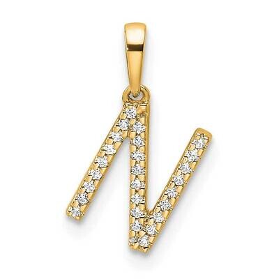 Diamond Letter N Initial Pendant 10k Gold PM9798N-008-1YA, MPN: PM9798N-008-1YA,