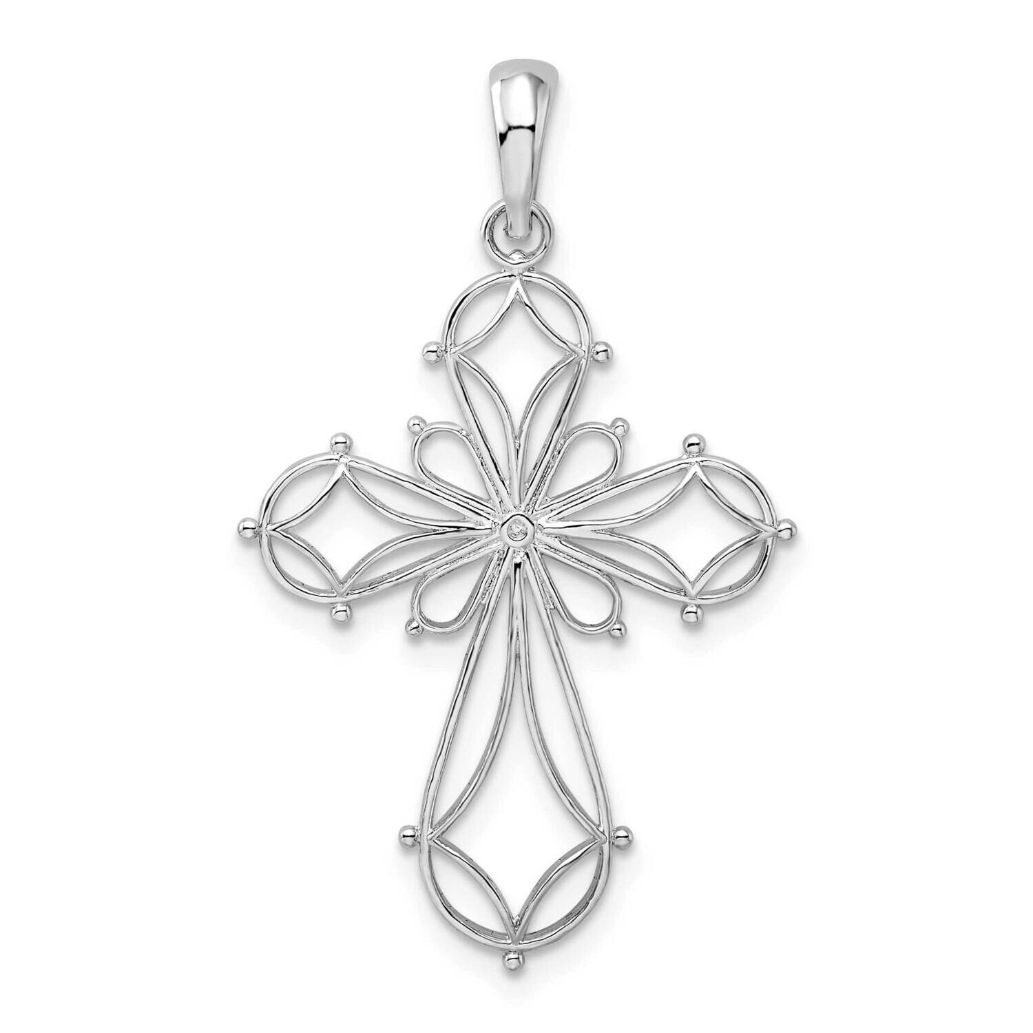 Fancy Cut-Out Rounded Cross Pendant Sterling Silver QC10472, MPN: QC10472, 637218181698