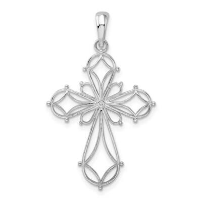 Fancy Cut-Out Rounded Cross Pendant Sterling Silver QC10472, MPN: QC10472, 637218181698