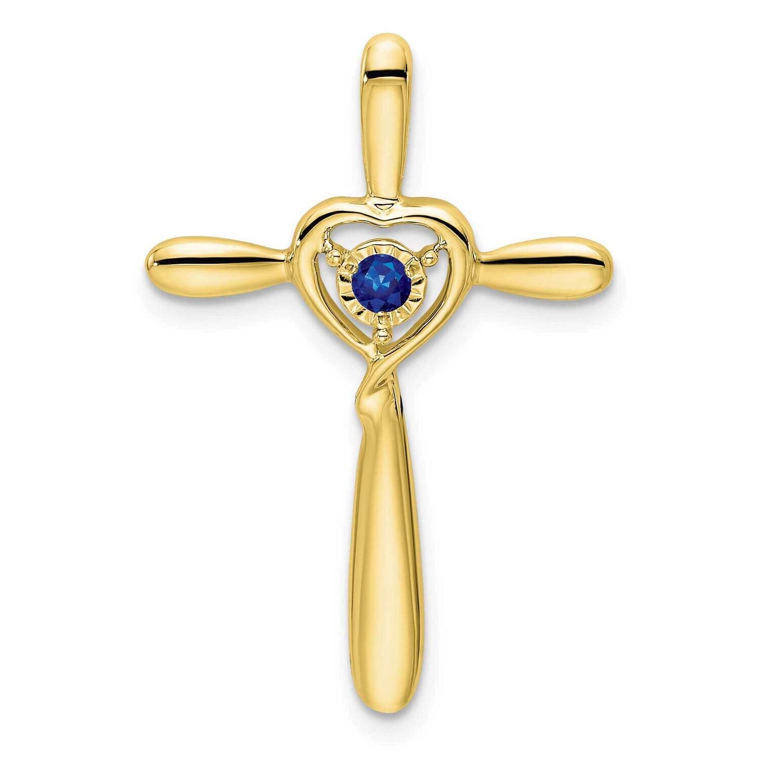 Created Sapphire Cross Heart Chain Slide 10k Gold PM7408-CSA-1Y, MPN: PM7408-CSA-1Y,