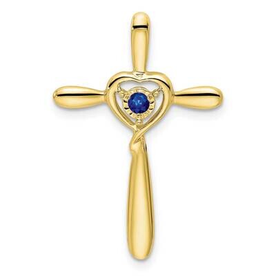 Created Sapphire Cross Heart Chain Slide 10k Gold PM7408-CSA-1Y, MPN: PM7408-CSA-1Y,