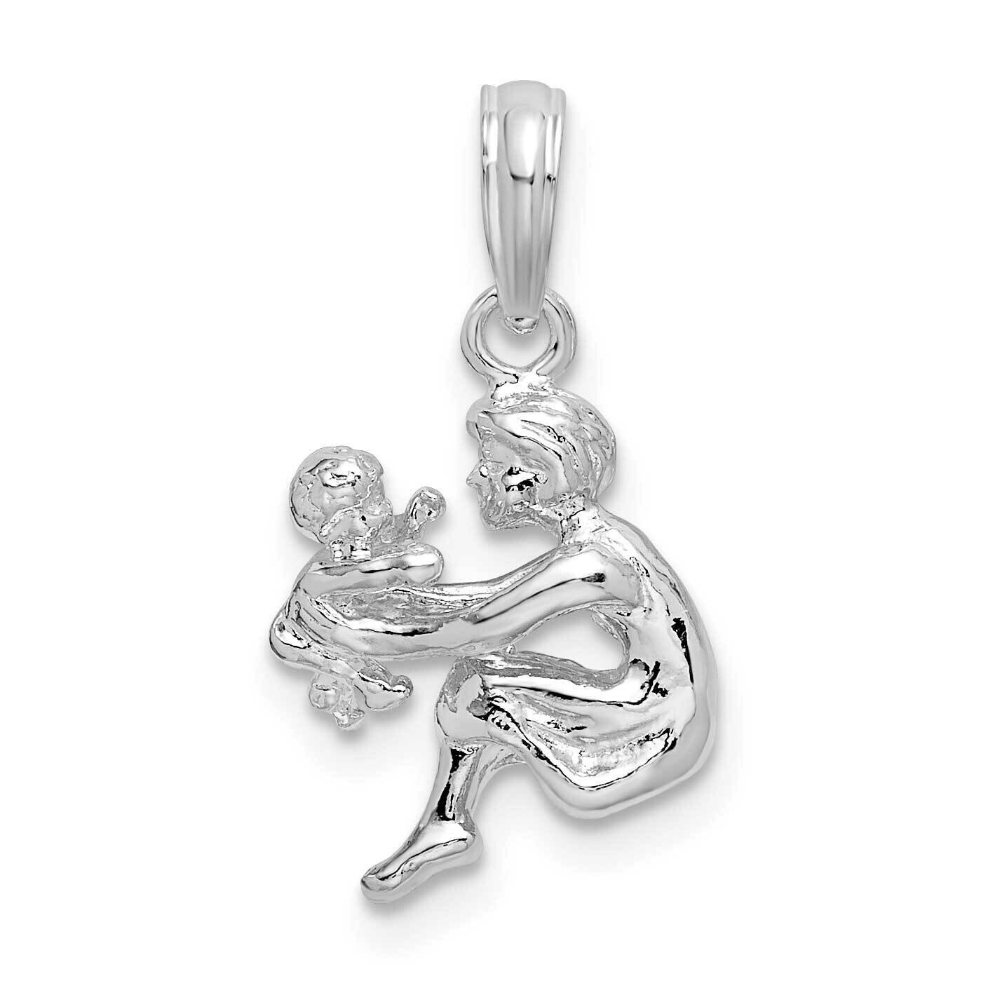 3D Mother Baby Pendant Sterling Silver Polished QC10615