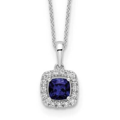 Diamond Cr Blue Sapphire Pendant Necklace 10k White Gold PM9037-CSA-0WLG-18, MPN: PM9037-CSA-0WLG-1…