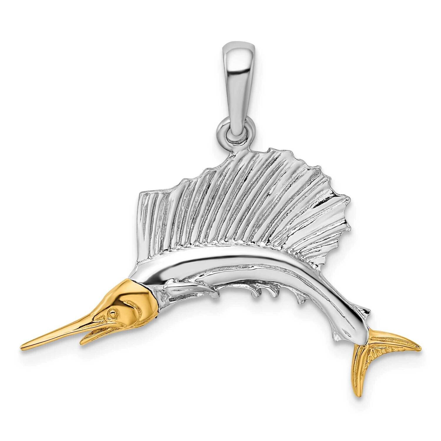 Sailfish 14K Accents Pendant Sterling Silver Polished QC10932G, MPN: QC10932G, 637218159994