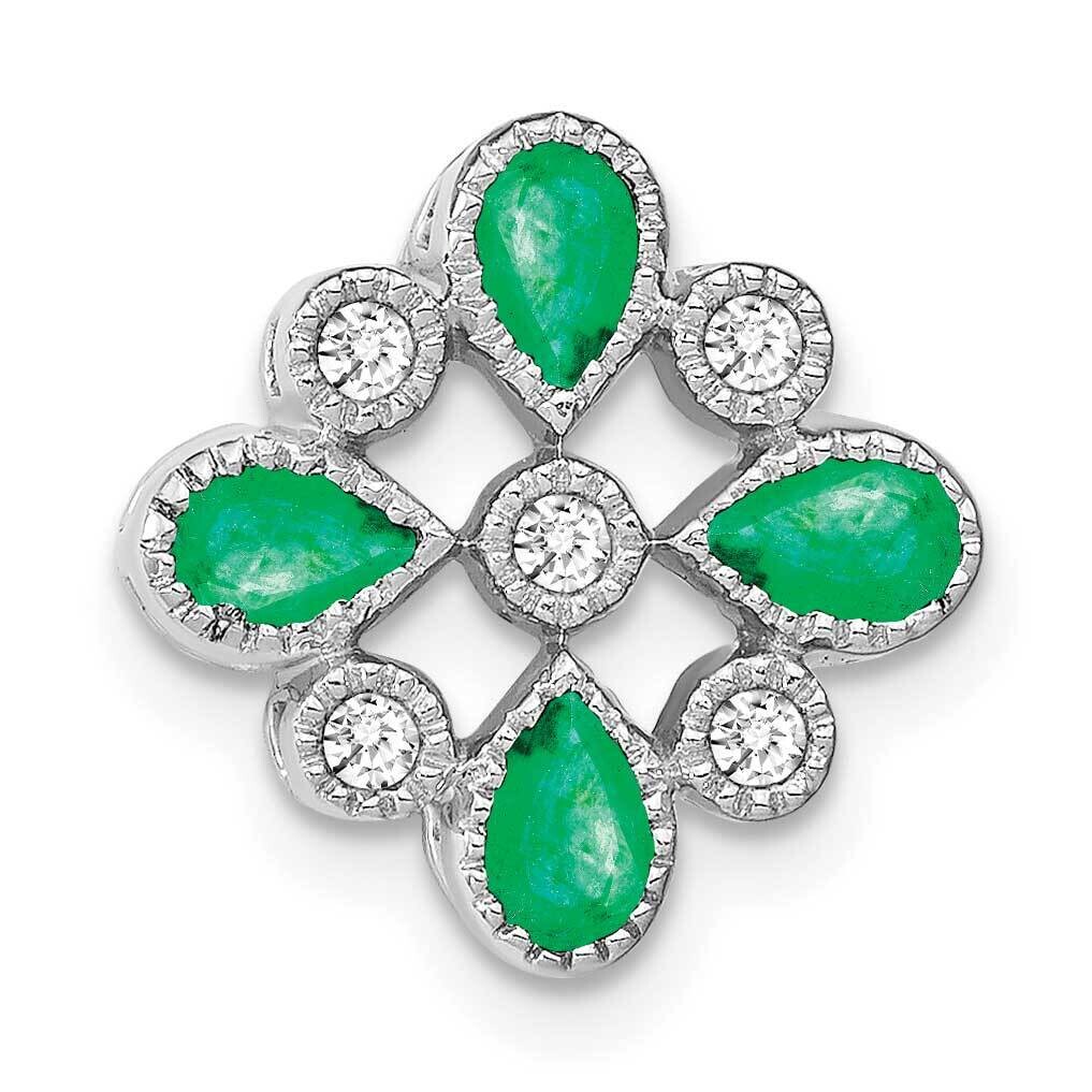 Emerald Diamond Chain Slide 14k White Gold PM7218-EM-010-WA, MPN: PM7218-EM-010-WA,