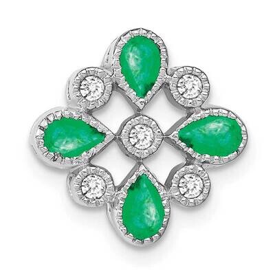 Emerald Diamond Chain Slide 14k White Gold PM7218-EM-010-WA, MPN: PM7218-EM-010-WA,