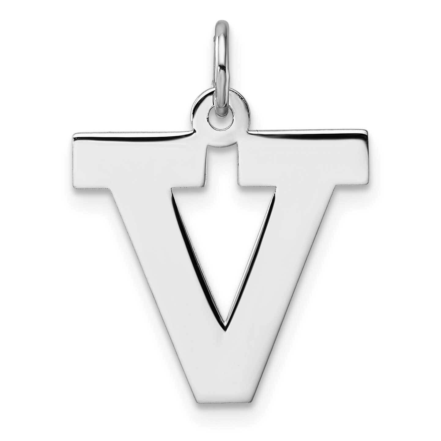 Large Block Letter V Initial Charm Sterling Silver Rhodium-Plated QC11255V, MPN: QC11255V,