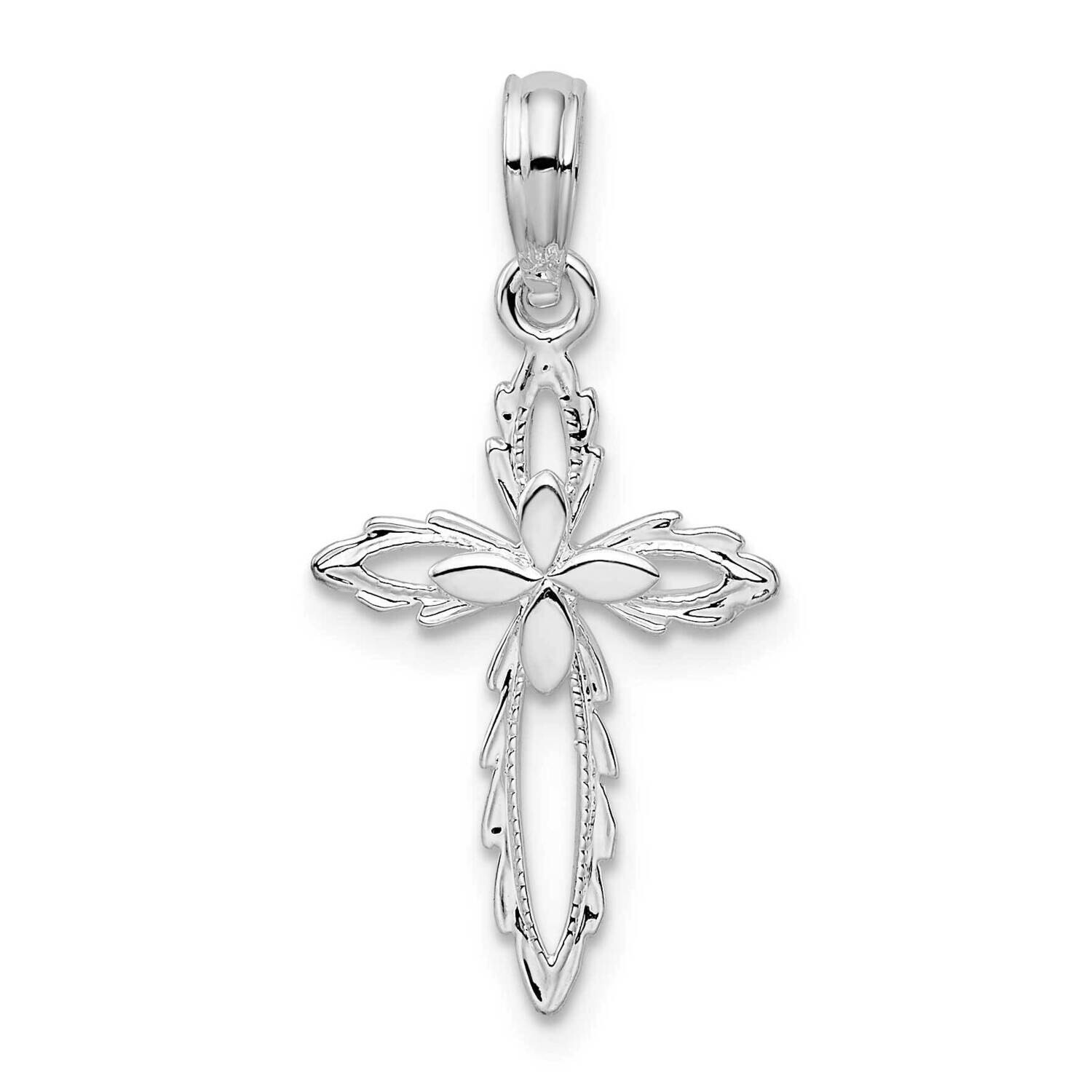 Scalloped Edge Cut-Out Cross Pendant Sterling Silver QC10300, MPN: QC10300, 637218172337