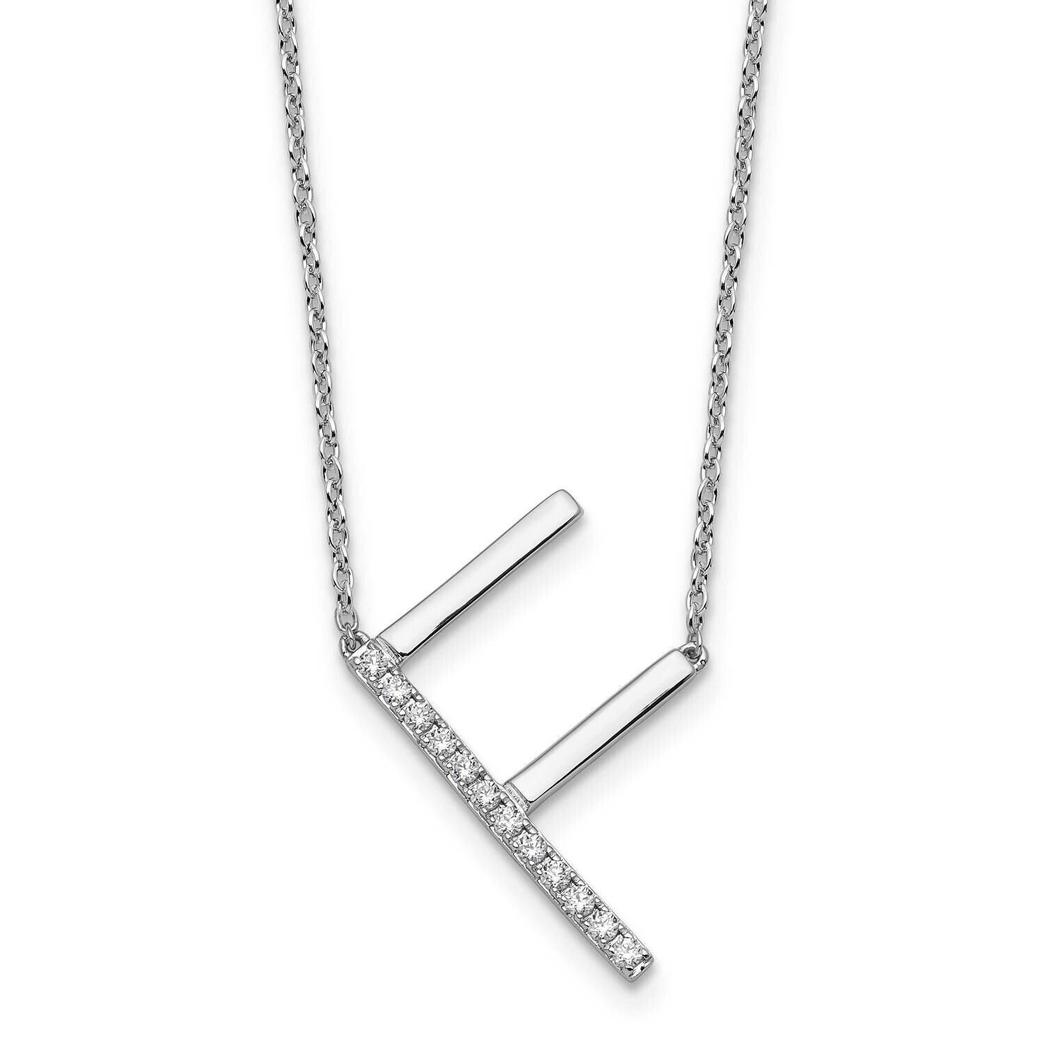 Sideways Diamond Initial F Necklace 14k White Gold PM9844F-014-WA, MPN: PM9844F-014-WA,