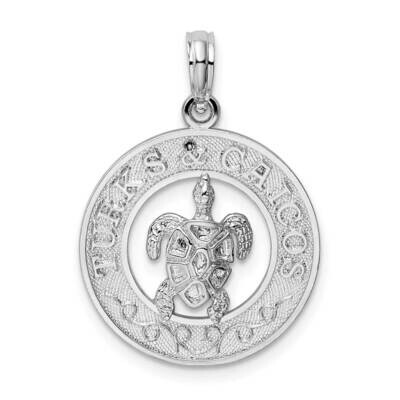 Turks Caicos Circle Turtle Pendant Sterling Silver Polished QC10371, MPN: QC10371, 637218174263
