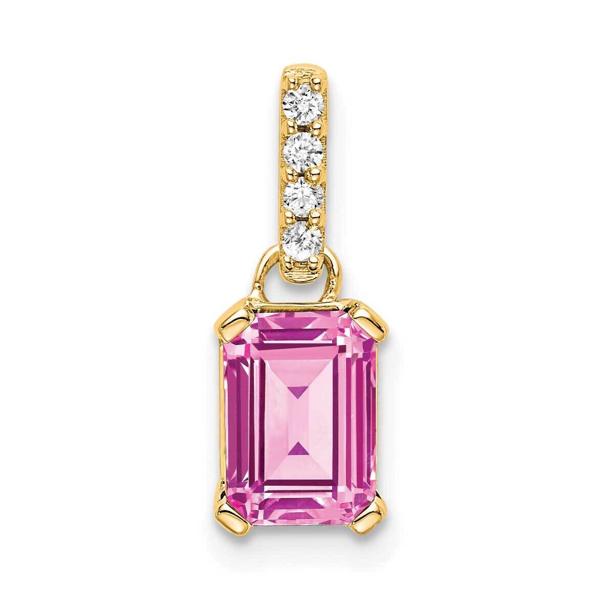 Created Pink Sapphire Diamond Pendant 14k Gold PM7410-CPS-004-YA