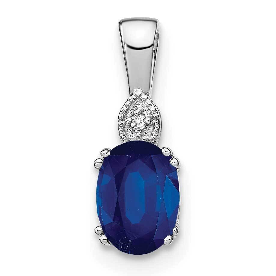 Oval Sapphire Diamond Pendant 14k White Gold PM7185-SA-001-WA, MPN: PM7185-SA-001-WA,