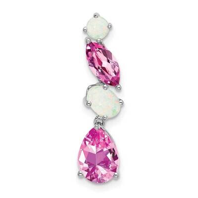 Created Pink Sapphire Opal Chain Slide 25 Inch 14k White Gold PM7458-CPS/OP-W, MPN: PM7458-CPS/OP-W,